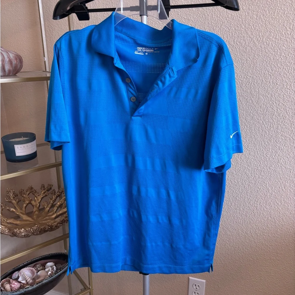 Nike Golf Tour Performance‎ Dri-Fit Polo Men’s M Blue Textured Stripe